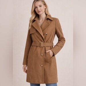GAP Camel Wool Blend Belted Trench Coat — Size M